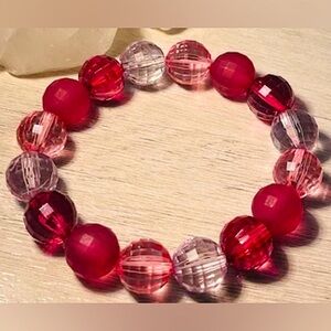 Handmade Shades of Pink Beaded Stretch Bracelet